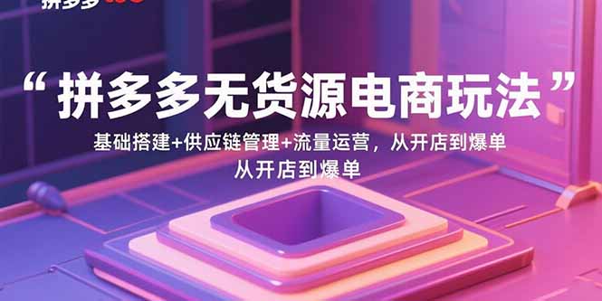 拼多多无货源电商玩法：基础搭建+供应链管理+流量运营，从开店到爆单-鑫梵淘