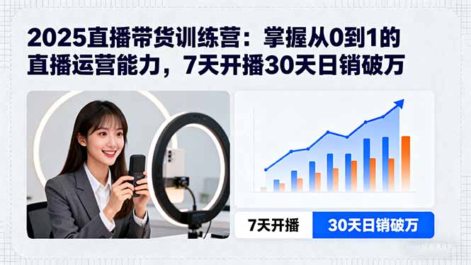 2025直播带货训练营：掌握从0到1的直播运营能力，7天开播30天日销破万-鑫梵淘