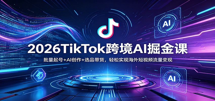 2026TikTok跨境AI掘金课：批量起号+AI创作+选品带货，轻松实现海外短视频流量变现-鑫梵淘