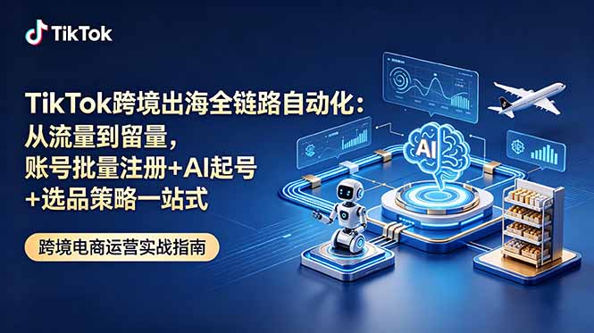 TikTok跨境出海全链路自动化：从流量到留量，账号批量注册+AI起号+选品策略一站式-鑫梵淘