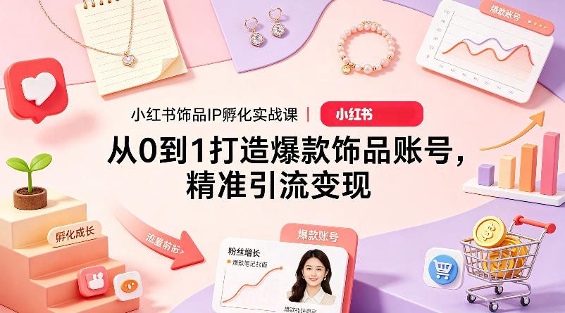 小红书饰品IP孵化实战课｜从0到1打造爆款饰品账号，精准引流变现-鑫梵淘