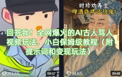 回答我！全网爆火的AI古人骂人视频玩法，小白保姆级教程(附提示词和变现玩法)-鑫梵淘