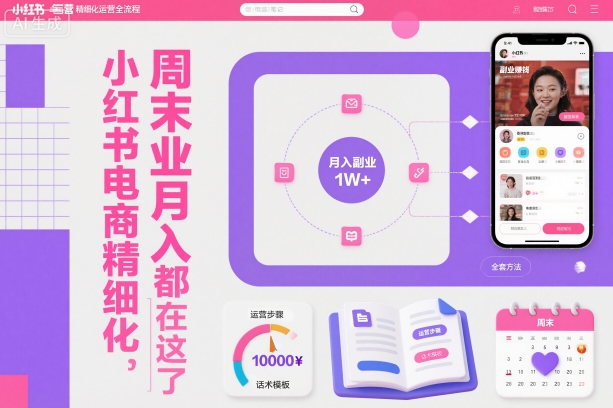 小红书电商精细化运营全流程，周末副业月入1W+，全套方法都在这了-鑫梵淘