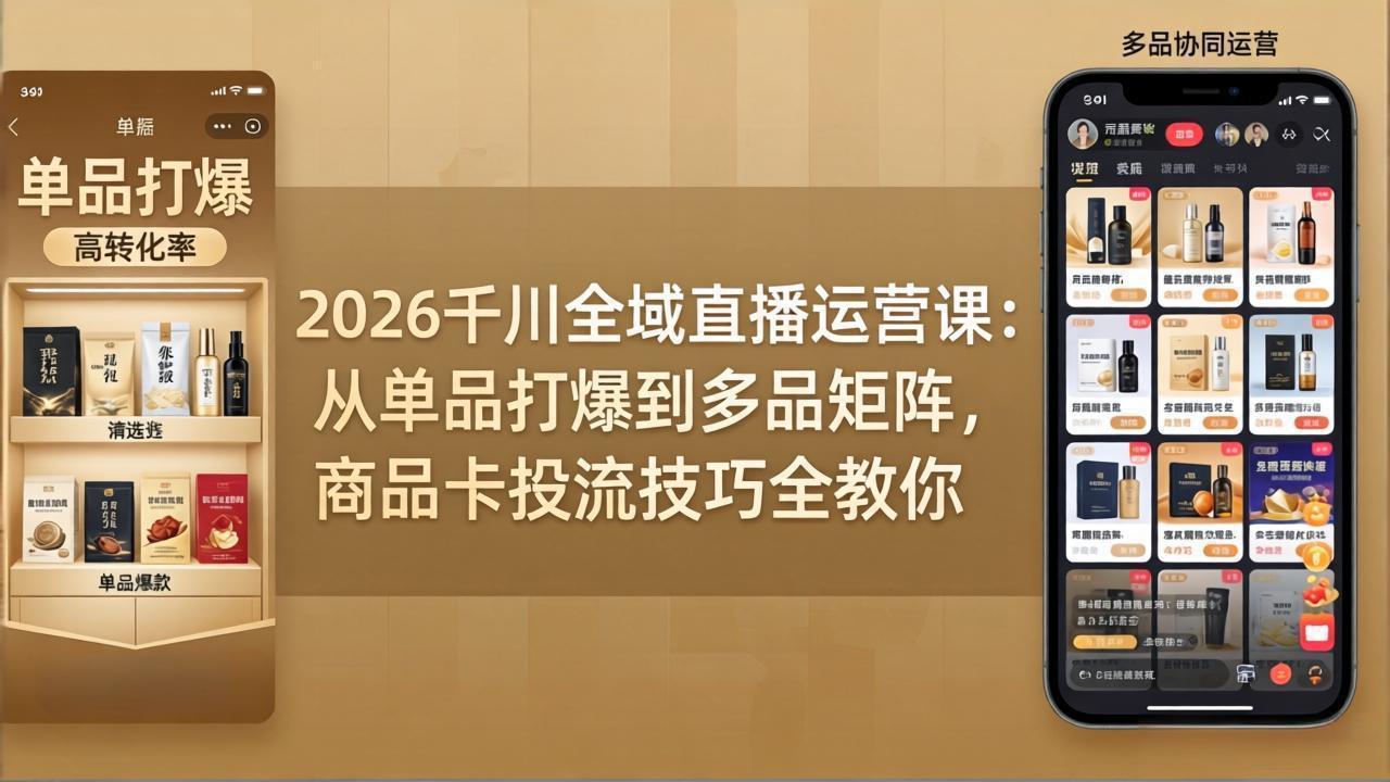 2026千川全域直播运营课：从单品打爆到多品矩阵，商品卡投流技巧全教你-鑫梵淘