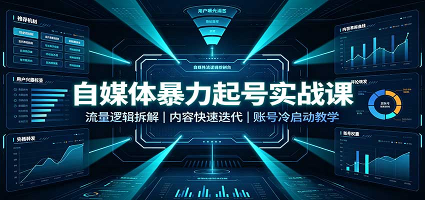 自媒体暴力起号实战课:流量逻辑拆解,内容快速迭代,账号冷启动教学-鑫梵淘