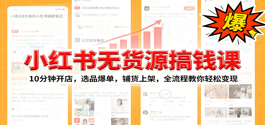 小红书无货源爆单课：10分钟开店，选品爆单，铺货上架，全流程教你轻松变现-鑫梵淘