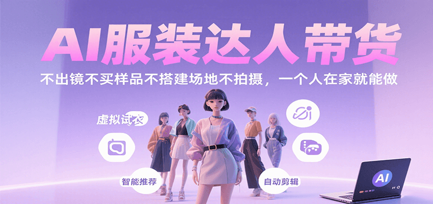 AI服装达人带货，不出镜不买样品不搭建场地不拍摄，一个人在家就能做-鑫梵淘