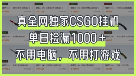 真全网独家CSGO挂G，单日捡漏1k+【揭秘】-鑫梵淘