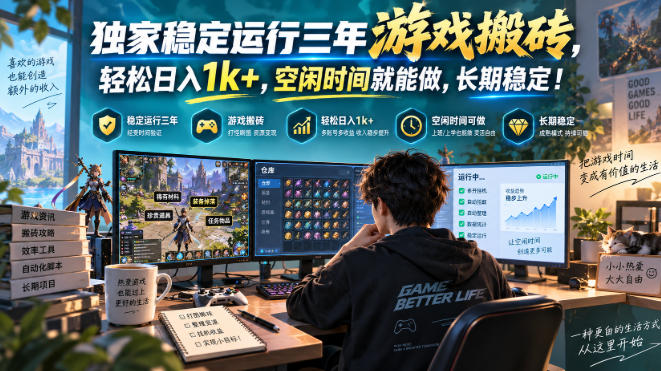 独家稳定运行三年游戏搬砖，轻松日入1k+，空闲时间就能做，长期稳定！【揭秘】-鑫梵淘