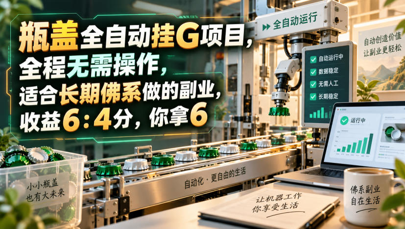 瓶盖全自动挂G项目，全程无需操作，适合长期佛系做的副业，收益6：4分，你拿6【揭秘】-鑫梵淘