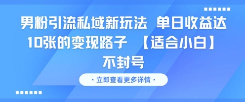 男粉引流私域新玩法，单日收益达10张的变现路子 【适合小白】不封号-鑫梵淘