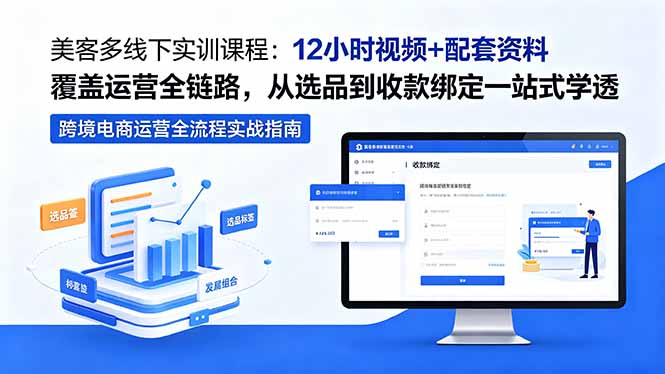 美客多线下实训课程：12小时视频+配套资料覆盖运营全链路，从选品到收款绑定一站式学透-鑫梵淘