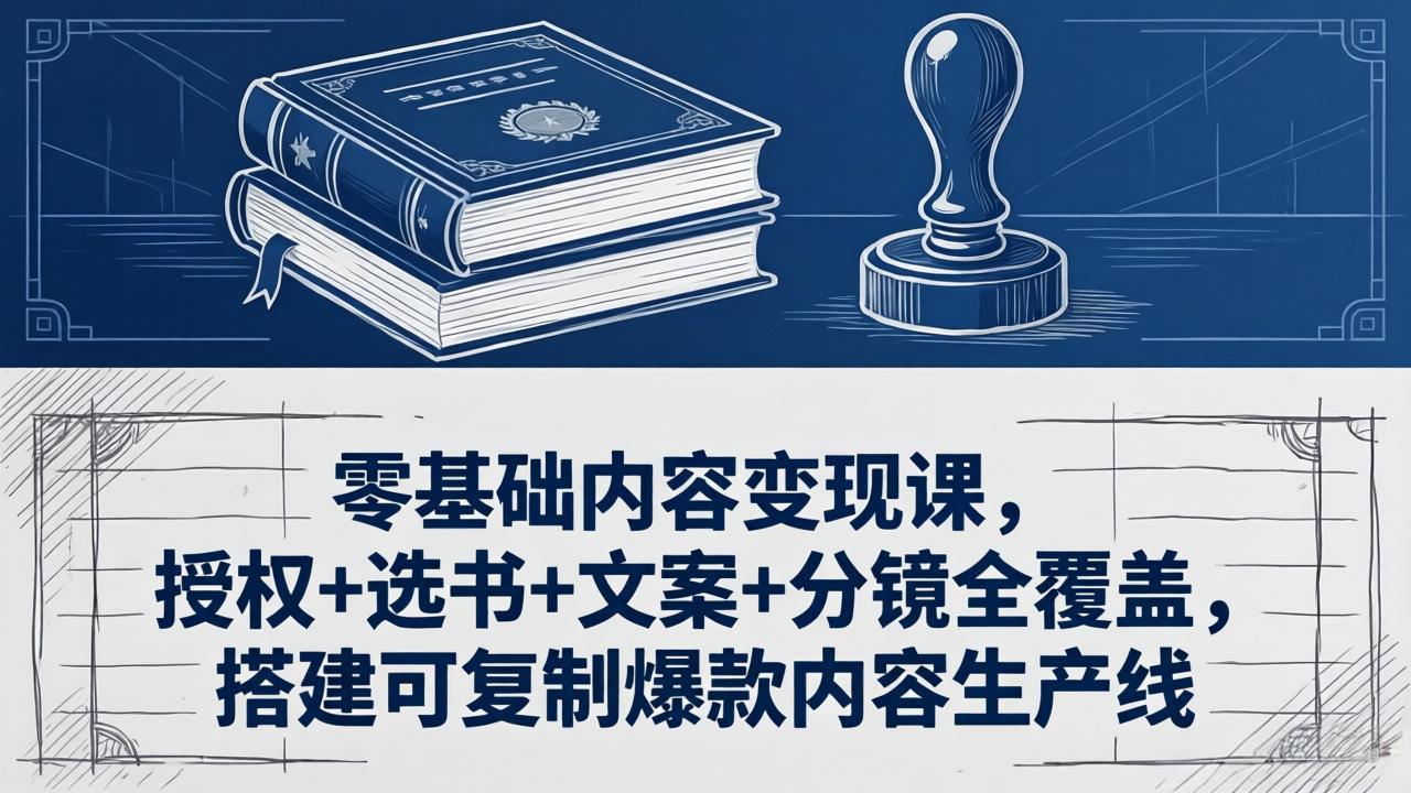零基础内容变现课，授权+选书+文案+分镜全覆盖，搭建可复制爆款内容生产线-鑫梵淘