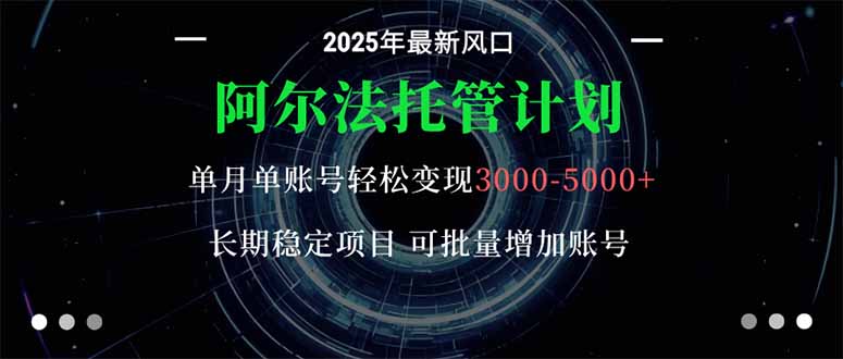 阿尔法托管计划 单账号月入3000-5000，长期稳定项目，新手小白轻松上手。-鑫梵淘