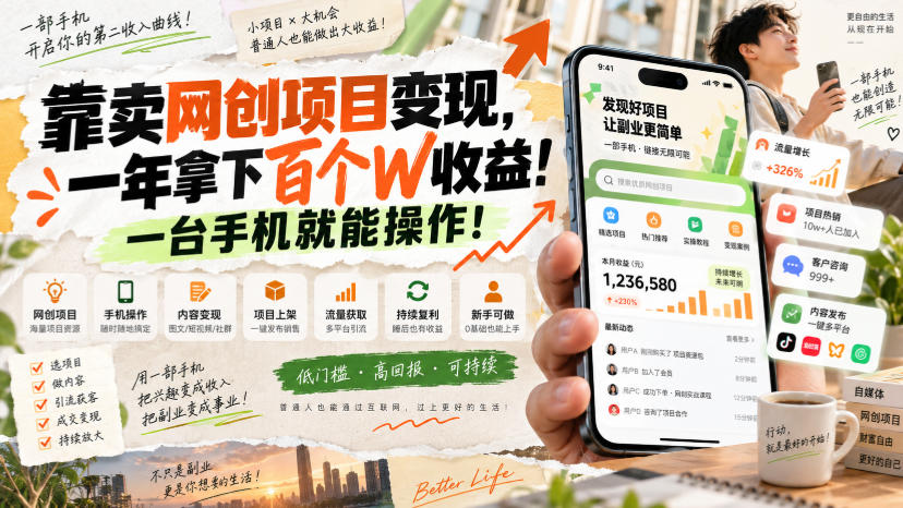 网创小程序虚拟资料变现，一年拿下百万收益，一部手机就可以做，0成本变现副业！-鑫梵淘