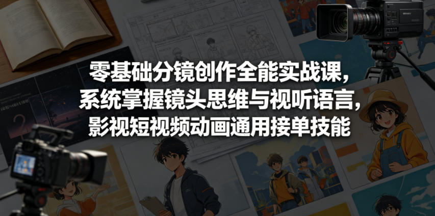 零基础分镜创作全能实战课，系统掌握镜头思维与视听语言，影视短视频动画通用接单技能-鑫梵淘