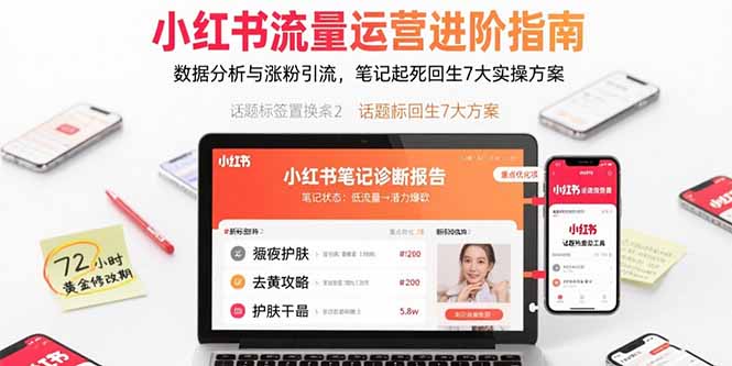小红书流量运营进阶指南，数据分析与涨粉引流，笔记起死回生7大实操方案-鑫梵淘