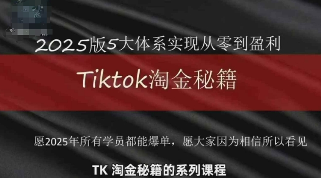 TikTok跨境2025淘金秘籍，​2025TikTok从0到盈利变现-鑫梵淘