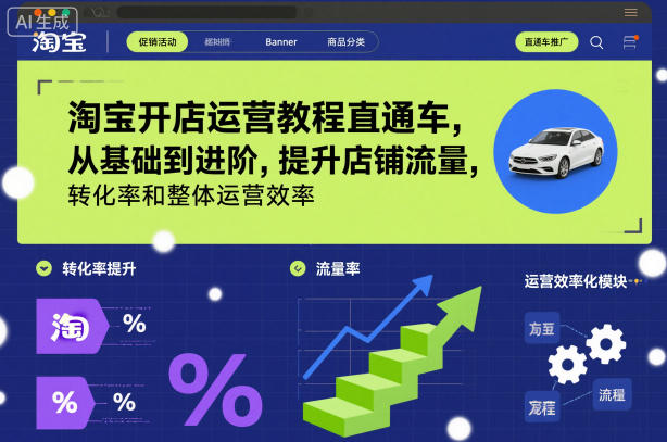 淘宝开店运营教程直通车，从基础到进阶，提升店铺流量，转化率和整体运营效率(更新26年3月24日)-鑫梵淘