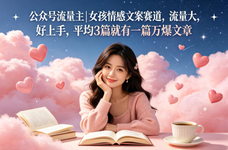 公众号流量主女孩情感文案赛道，流量大，好上手，平均3篇就有一篇万爆文章-鑫梵淘