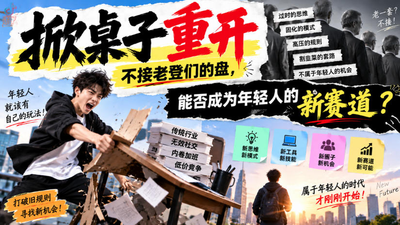 某公众号付费文章：掀桌子重开，不接老登们的盘，能否成为年轻人的新赛道？-鑫梵淘