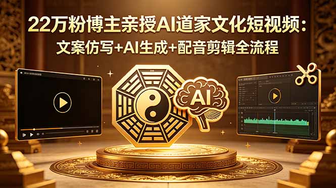 22万粉博主亲授AI道家文化短视频：文案仿写+AI生成+配音剪辑全流程-鑫梵淘
