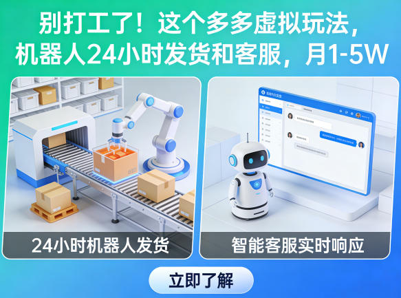 别打工了！这个多多虚拟玩法，机器人24小时发货和客服，月1-5W【揭秘】-鑫梵淘