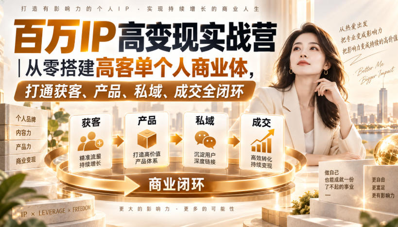 百万IP高变现实战营｜从零搭建高客单个人商业体，打通获客、产品、私域、成交全闭环​-鑫梵淘