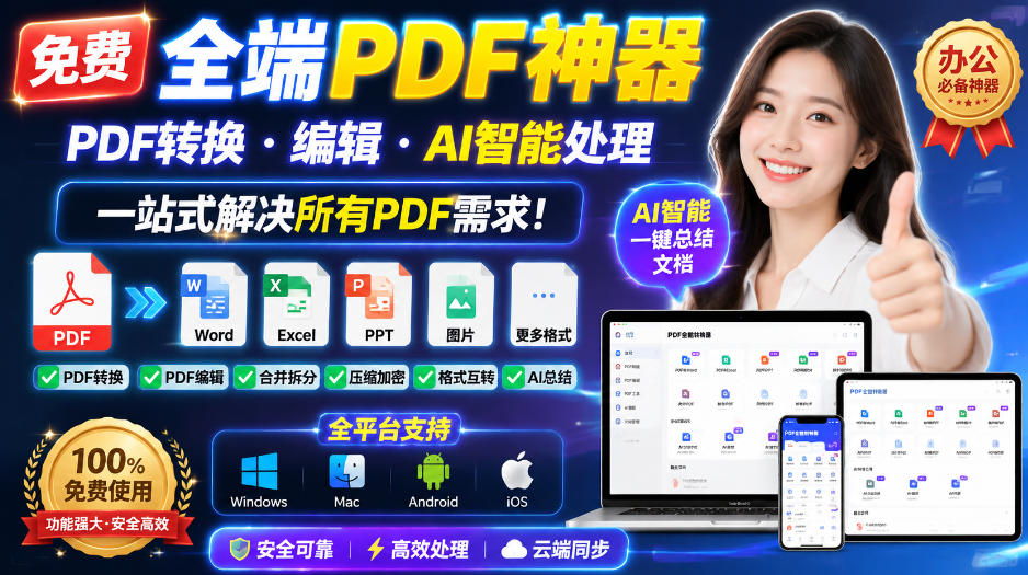 免费全端PDF神器，PDF转换·编辑·AI智能处理，一站式解决所有PDF需求!-鑫梵淘