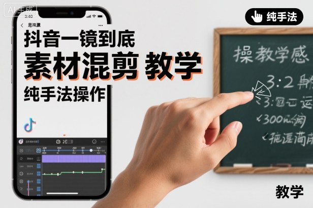 抖音一镜到底素材混剪教学，纯手法操作-鑫梵淘