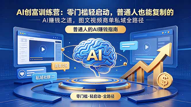 AI创富训练营：零门槛轻启动，普通人也能复制的AI赚钱之道，图文视频商单私域全路径-鑫梵淘