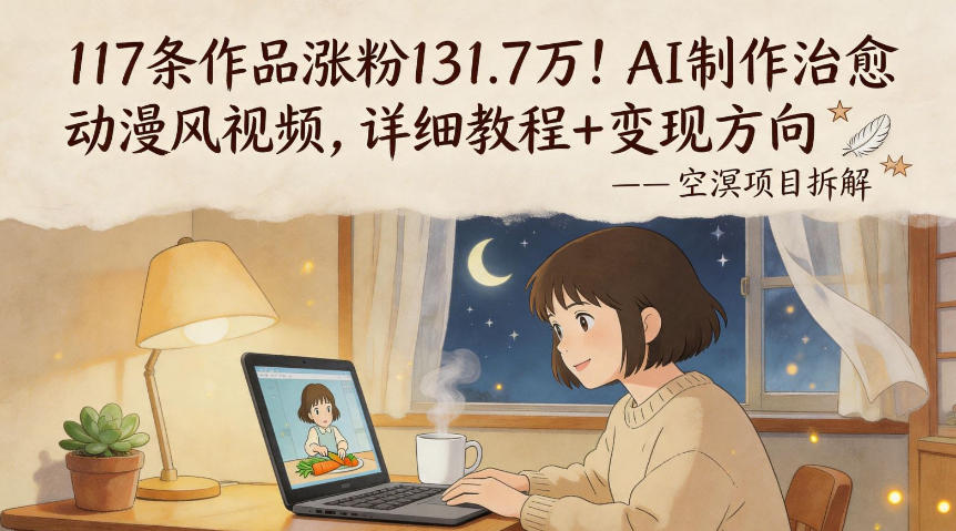 117条作品涨粉131.7W！AI制作治愈动漫风视频，详细教程+变现方向-鑫梵淘