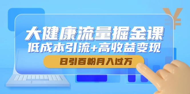 大健康流量掘金课，低成本引流+高收益变现，日引百粉月入过万-鑫梵淘