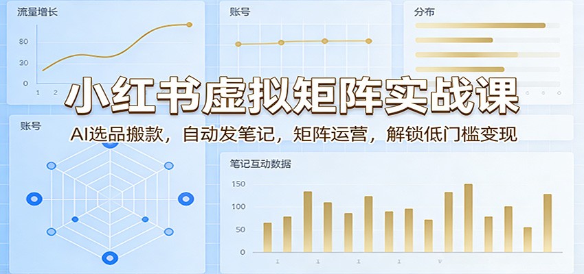 小红书虚拟矩阵实战课：AI选品搬款，自动发笔记，矩阵运营，解锁低门槛变现-鑫梵淘