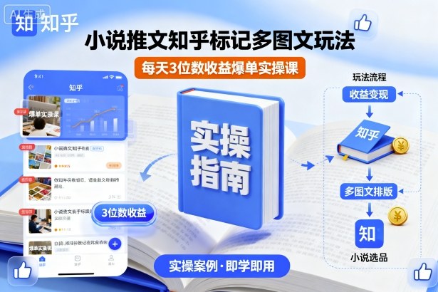 小说推文知乎标记多图文玩法，每天3位数收益爆单实操课-鑫梵淘