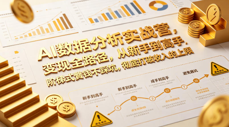 AI数据分析实战营，变现全路径，从新手到高手，阶梯式賺钱不踩坑，彻底打破收入的上限-鑫梵淘