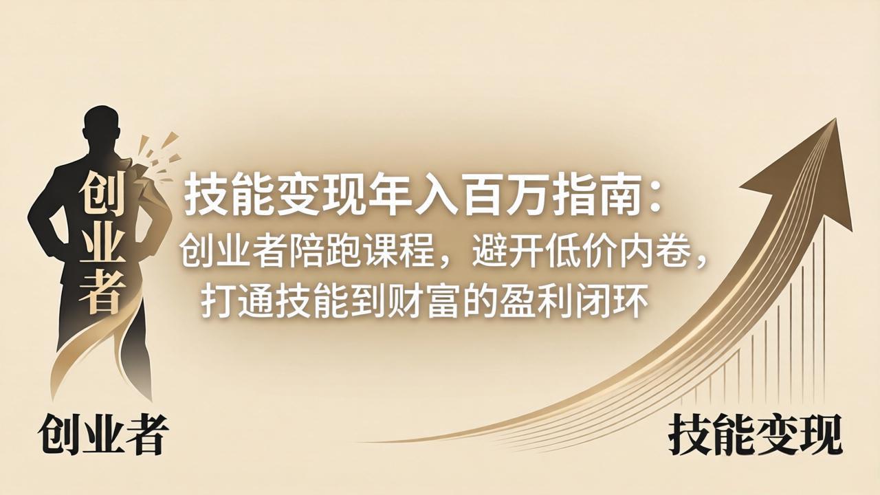 技能变现年入百万指南：创业者陪跑课程，避开低价内卷，打通技能到财富的盈利闭环-鑫梵淘
