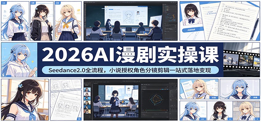 2026AI漫剧实操课：Seedance2.0全流程，小说授权角色分镜剪辑一站式落地变现-鑫梵淘