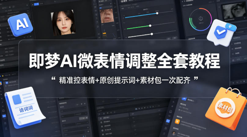 即梦AI微表情调整全套教程，精准控表情+原创提示词+素材包一次配齐-鑫梵淘