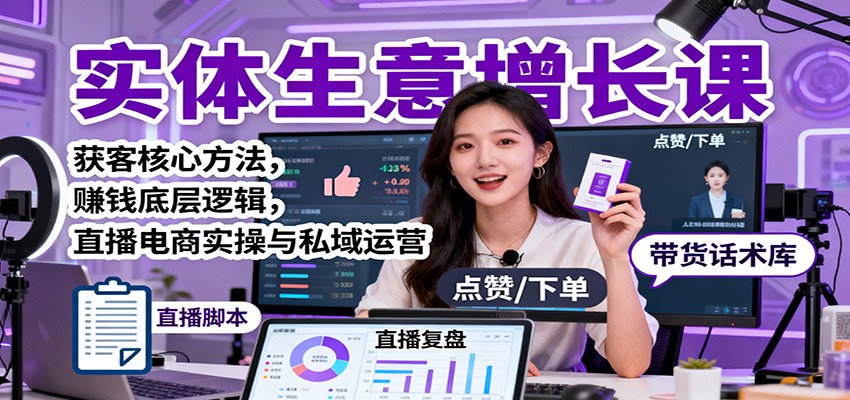 实体生意增长课：获客核心方法，赚钱底层逻辑，直播电商实操与私域运营-鑫梵淘