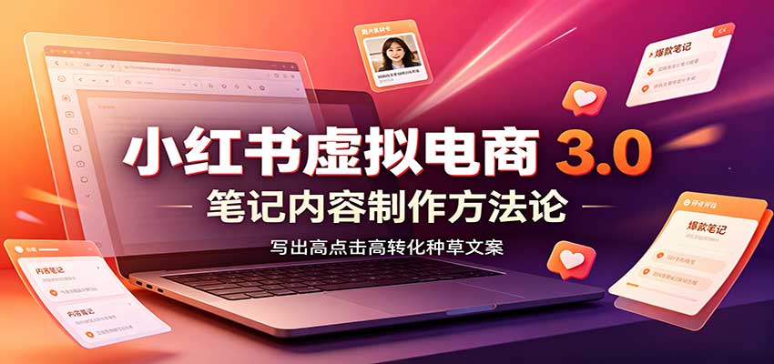 小红书虚拟电商3.0：账号搭建选品开店，笔记内容制作，矩阵投放教学-鑫梵淘
