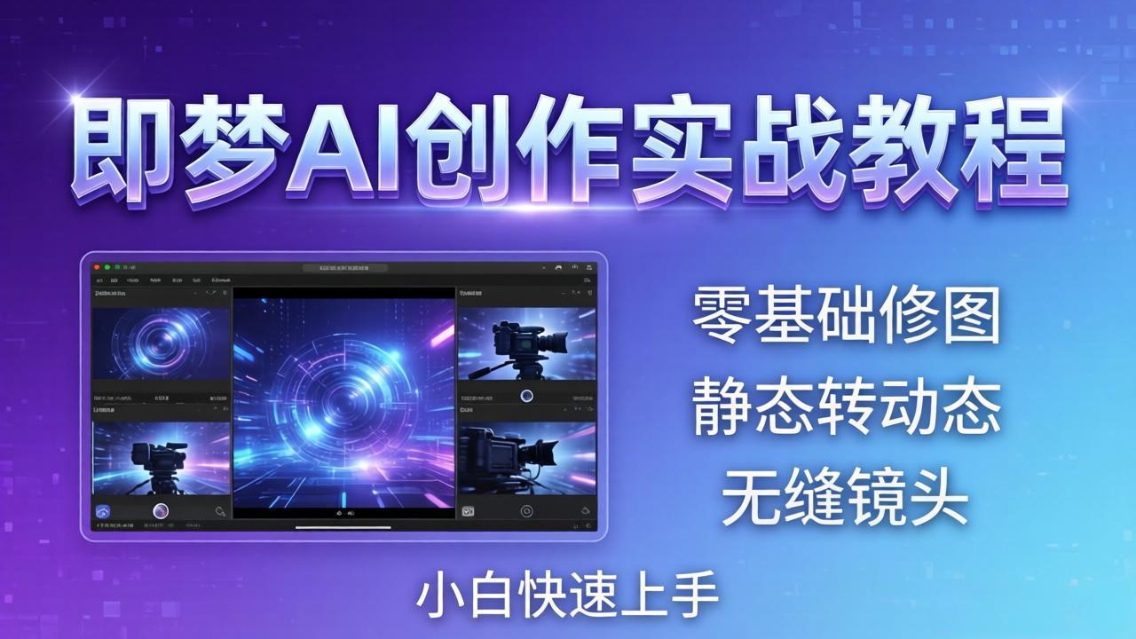 即梦AI创作实战教程，从零基础修图到AI导演，实战教学静态转动态+无缝镜头，小白快速上手-鑫梵淘