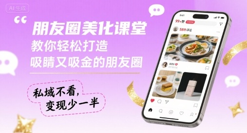 朋友圈美化课堂，教你轻松打造，吸睛又吸金的朋友圈，私域不看，变现少一半-鑫梵淘