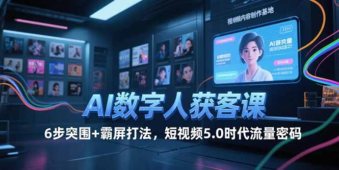 AI数字人获客课，6步突围+霸屏打法，短视频5.0时代流量密码-鑫梵淘