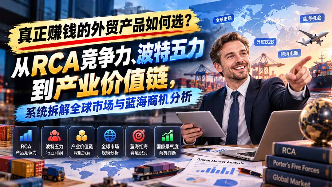 真正赚钱的外贸B2B产品如何选？从RCA竞争力、波特五力到产业价值链，系统拆解全球市场与蓝海商机分析-鑫梵淘