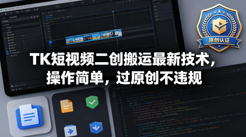 TK短视频二创搬运最新技术，操作简单，过原创不违规-鑫梵淘