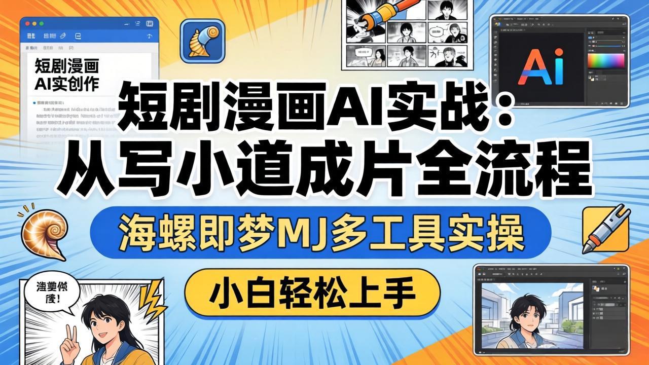 短剧漫画AI实战：从写小说到成片全流程，海螺即梦MJ多工具实操，小白轻松上手-鑫梵淘