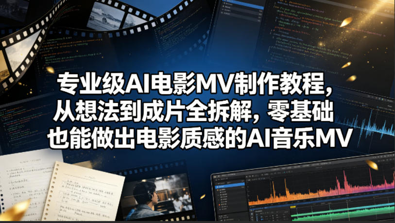 专业级AI电影MV制作教程，从想法到成片全拆解，零基础也能做出电影质感的AI音乐MV-鑫梵淘