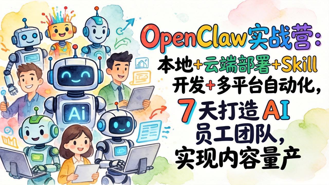OpenClaw实战营：本地+云端部署+Skill开发+多平台自动化，7 天打造 AI 员工团队，实现内容量产-鑫梵淘