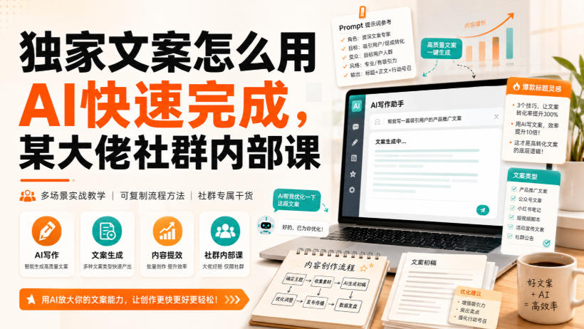 独家文案怎么用AI快速完成，某大佬社群内部课-鑫梵淘